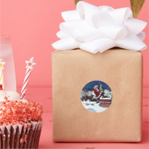 Adesivo Redondo Papais noeis que entregam carga de livros por Wyet