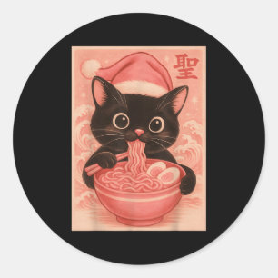 Adesivo Redondo Papais noeis Rosa De Gato De Natal Kawaii Anime Ra