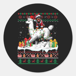 Adesivo Redondo Papais noeis Rottweiler Andando Llama Sweater Nata