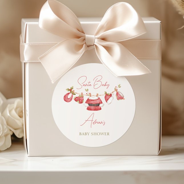 Adesivo Redondo Papais noeis Roupas de bebês Chá de fraldas de inv (Criador carregado)