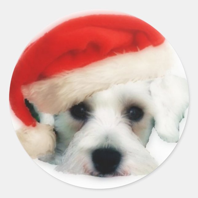 Adesivo Redondo Papais noeis Schnauzer Sticker (Frente)