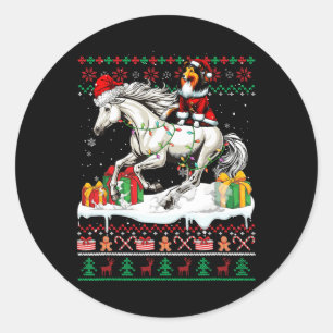 Adesivo Redondo Papais noeis Sheltie Riding Horse
