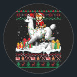 Adesivo Redondo Papais noeis Shiba Inu Riding Llama Christmas Swea<br><div class="desc">Papais noeis Shiba Inu Riding Llama Christmas Sweater Proprietário</div>