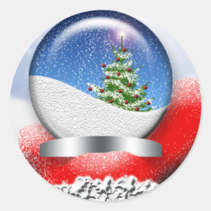 Adesivo Redondo Papais noeis Snowglobe Cartões de natal Personali