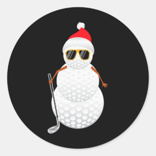 Adesivo Redondo Papais noeis Snowman Golf Ball Golfer Golfer Gift 