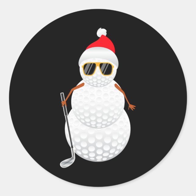 Adesivo Redondo Papais noeis Snowman Golf Ball Golfer Golfer Gift  (Frente)