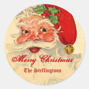 Adesivo Redondo Papais noeis sorridentes de Natal Presente 5