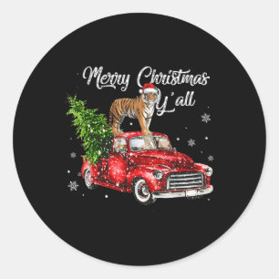 Adesivo Redondo Papais noeis Tiger Ride Red Truck Feia Doce Natal