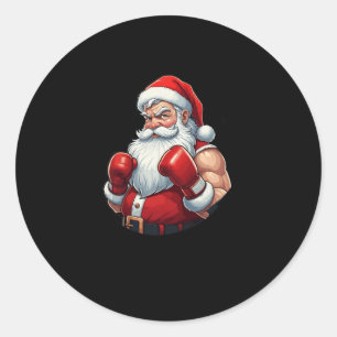 Adesivo Redondo Papais noeis Um Boxer Engraçado Boxing Ho Ho-ly Kn
