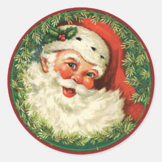 Adesivo Redondo Papais noeis Vermelhos e Verdes Envelope Feriado d