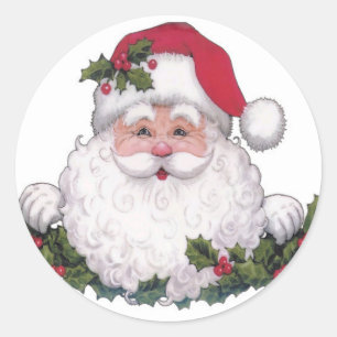 Adesivo Redondo Papais noeis Vinheta de férias Vinheta de Natal