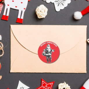 Adesivo Redondo Papais noeis Vintage Vermelho