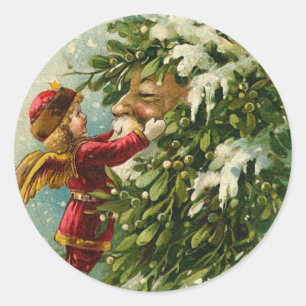 Adesivo Redondo Papais noeis vitorianos, palitos de Natal