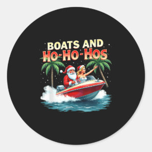 Adesivo Redondo Papais Noel Engraçados Em Barcos E Ho Ho Hos Natal