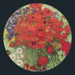 Adesivo Redondo Papas vermelhos e margaridas por Vincent van Gogh<br><div class="desc">Ainda com vida: Poppies vermelhos e margaridas de Vincent van Gogh é um apos impressionismo de arte vintage que ainda vive pintura floral. Um belo buquê de flores vermelhas de papoila e flores margaridas brancas frescas do jardim em um vaso decorativo. Sobre o artista: Vincent Willem van Gogh (1853-1890) foi...</div>
