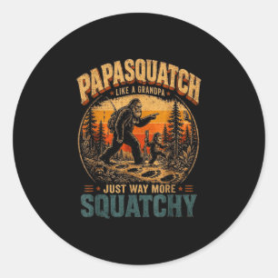Adesivo Redondo Papasquatch como um avô amante do bigfoot engraçad