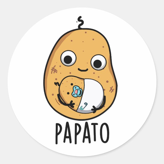 Adesivo Redondo Papato Funny Potato Pun (Frente)