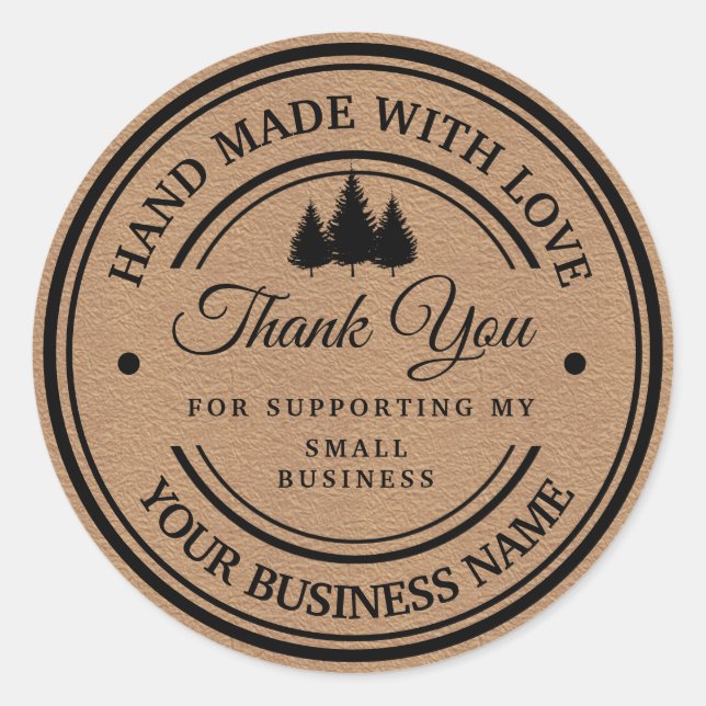 Adesivo Redondo Papel de artesanato feito à mão na floresta de inv (Frente)