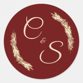 Adesivo Redondo Papel de carta com casamento no inverno monograma