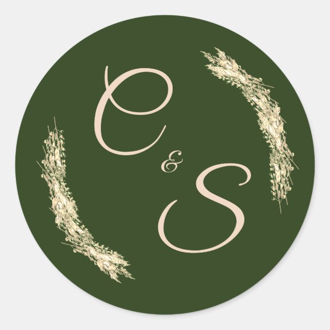 Adesivo Redondo Papel de carta com casamento no inverno monograma (Frente)