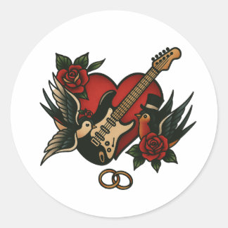 Adesivo Redondo Papel de carta de Casamento Rock Themed - Sticker