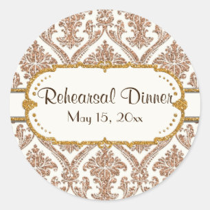 Adesivo Redondo Papel de Carta Floral de Damasco para Largura Dour