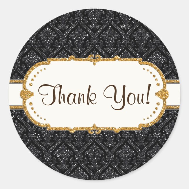 Adesivo Redondo Papel de carta para Casamento tema damasco brilhan (Frente)