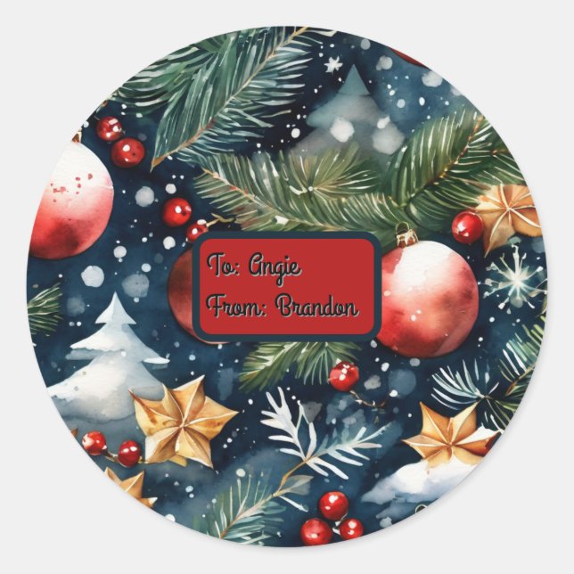 Adesivo Redondo Papel de Embrulho com Design Personalizável (Frente)