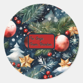 Adesivo Redondo Papel de Embrulho com Design Personalizável