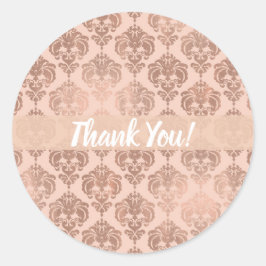 Adesivo Redondo Papel de embrulho Rosa Dourado Bege Moderno Glam D