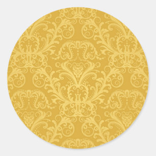 Adesivo Redondo Papel de parede floral dourado luxuoso