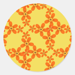 Adesivo Redondo papel de parede retrô laranja 1970