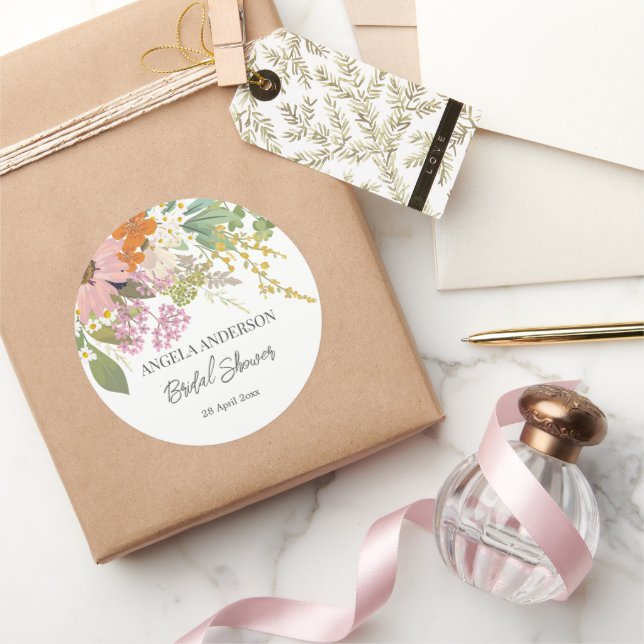 Adesivo Redondo Papel de revestimento para chá de noiva de jardim  (Presentear)