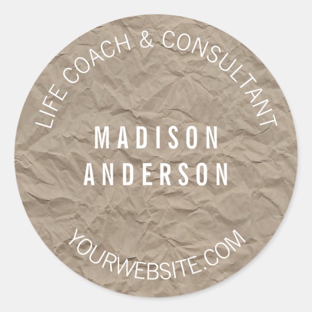 Adesivo Redondo Papel de Textura | Design Simples e Moderno Minima (Frente)