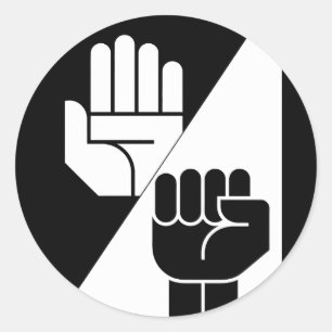 Adesivo Redondo Papel Derrota Pedra – Arte Minimalista Preto e Bra