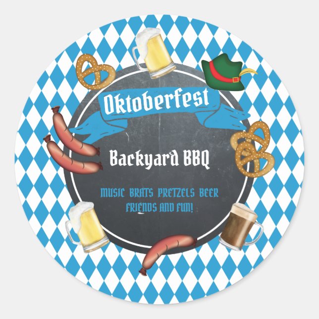 Adesivo Redondo Papel do Partido do CHURRASCO de Quintal de Cervej (Frente)