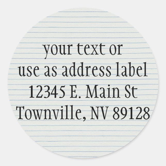 Adesivo Redondo Papel escolar linhado (Frente)