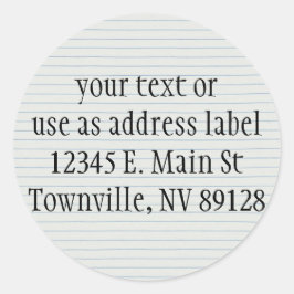 Adesivo Redondo Papel escolar linhado