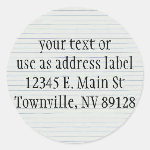 Adesivo Redondo Papel escolar linhado