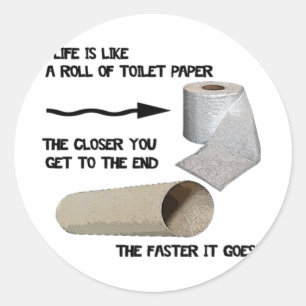 Adesivo Redondo Papel higiénico engraçado