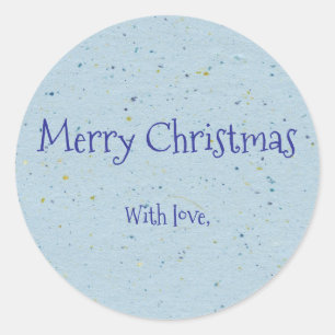 Adesivo Redondo Papel Japonês Washi Azul de Natal Personalizado
