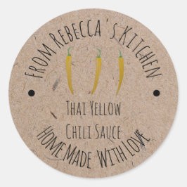 Adesivo Redondo Papel Kraft casado | Molho de Chili Amarelo Tailan