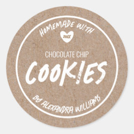 Adesivo Redondo Papel Kraft Caseiro Com Amor