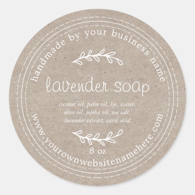 Adesivo Redondo Papel Kraft de sabão de Lavanda artesanal (Frente)
