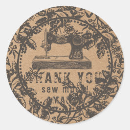 Adesivo Redondo Papel Kraft Floral Para Máquinas De Costura