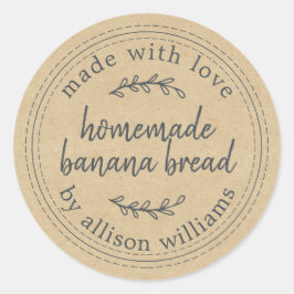 Adesivo Redondo Papel Kraft Pão de Banana Casado Russo
