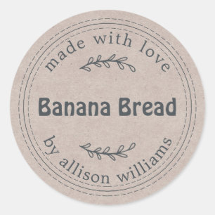 Adesivo Redondo Papel Kraft Pão de Banana Casado Russo