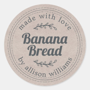 Adesivo Redondo Papel Kraft Pão de Banana Casado Russo