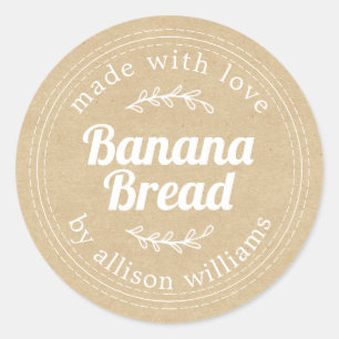 Adesivo Redondo Papel Kraft Pão de Banana Casado Russo