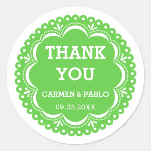 Adesivo Redondo Papel Picado Pink e Púrpura, Favor do Casamento